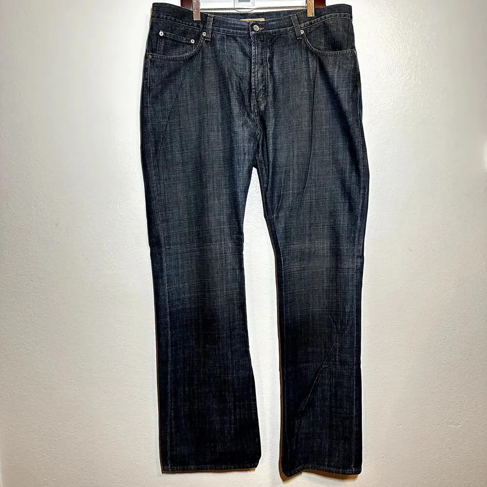 John Varvatos Bootcut Jeans Hidden Button 100% Cotton Sanded Dark Wash 40x35